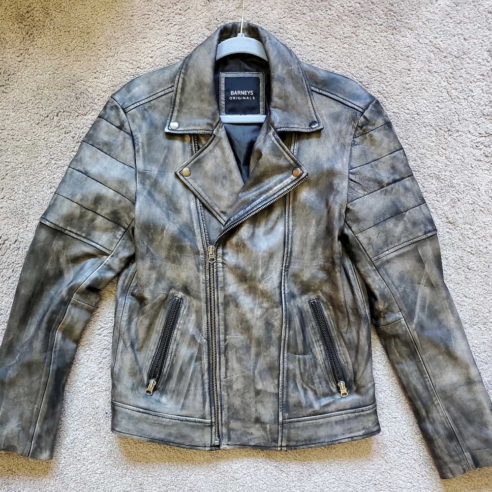 Barneys Originals Leather Biker Jacket